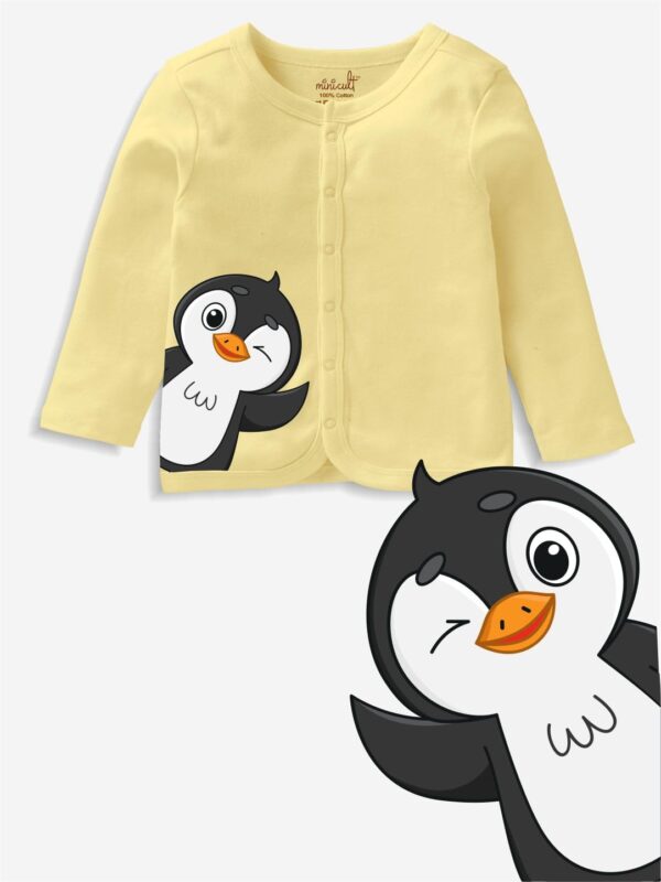 minicult Cotton Unisex Front Open Full Sleeve T-Shirt with snap Buttons and Cute Prints Combo Pack - Image 4