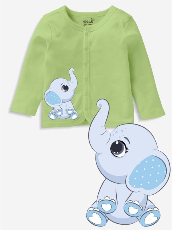 minicult Cotton Unisex Front Open Full Sleeve T-Shirt with snap Buttons and Cute Prints Combo Pack - Image 7