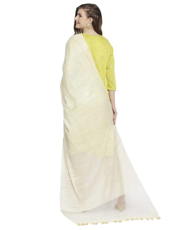 1750501766 DUPATTA BAZAAR Womens Linen Cream Dupatta With Organza Border And Tassels Free Size.jpg