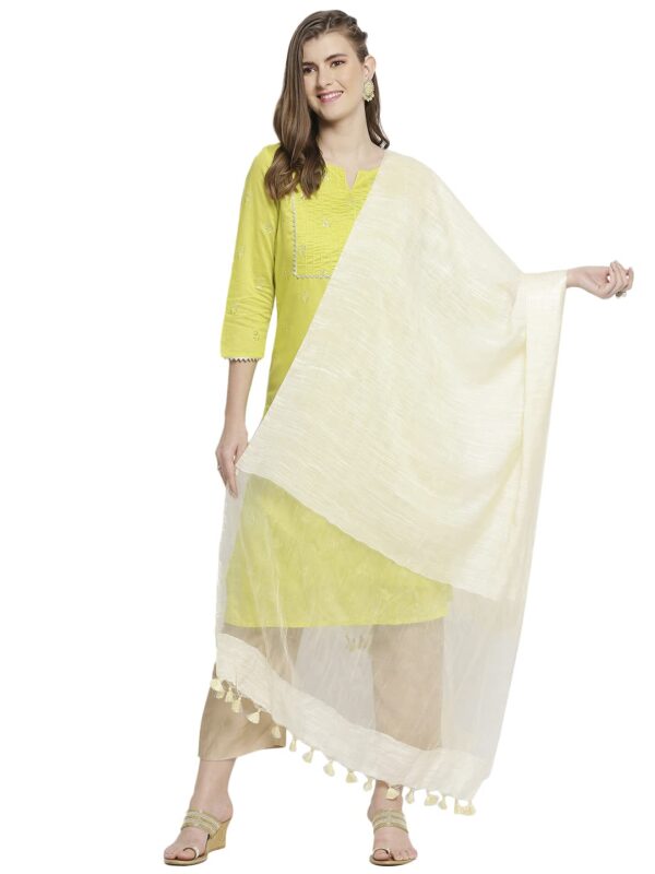 1750501768 DUPATTA BAZAAR Womens Linen Cream Dupatta With Organza Border And Tassels Free Size.jpg