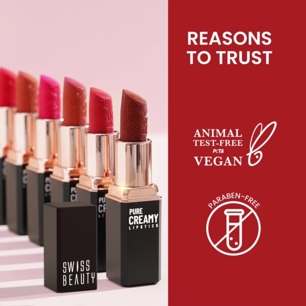 1750510657 Swiss Beauty Pure Creamy Lipstick Smooth Glide Matte Finish Rich Colour With Vitamin E Tea.jpg