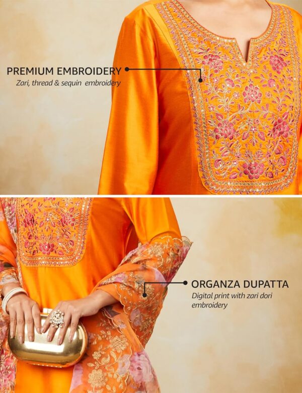1750527772 Amazon Brand Myx Womens Kurta Pant Set with Embroidered Organza Dupatta ViscoseRayon A line.jpg