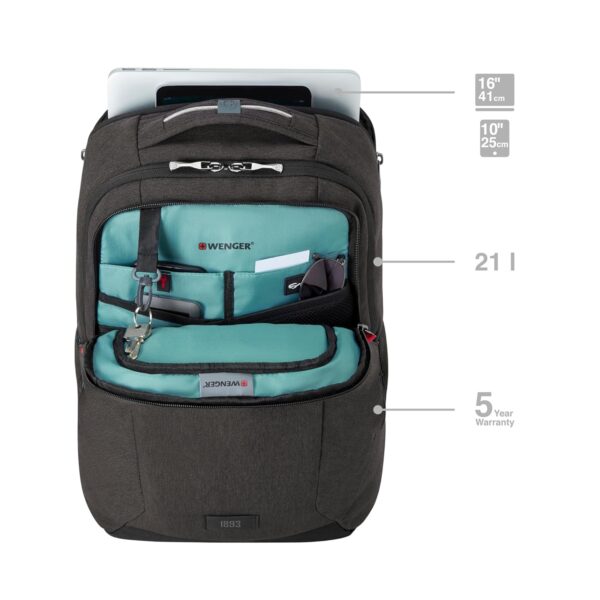 1750539328 WENGER MX Professional 16 Inch Backpack21 Liters Heather Grey Swiss Designed Blend of Style and.jpg