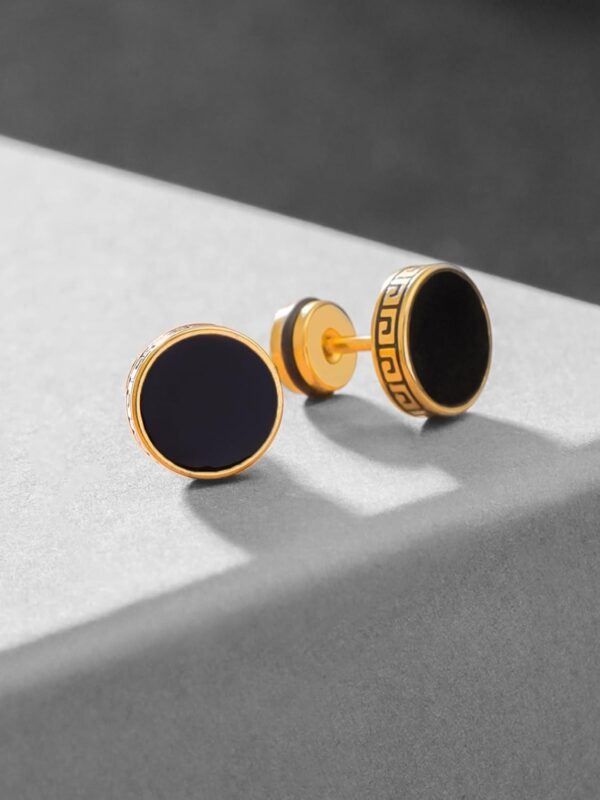 1750543006 Yellow Chimes Earrings for Men and Boys Fashion Golden Studs for Men Gold Toned Black Studs.jpg