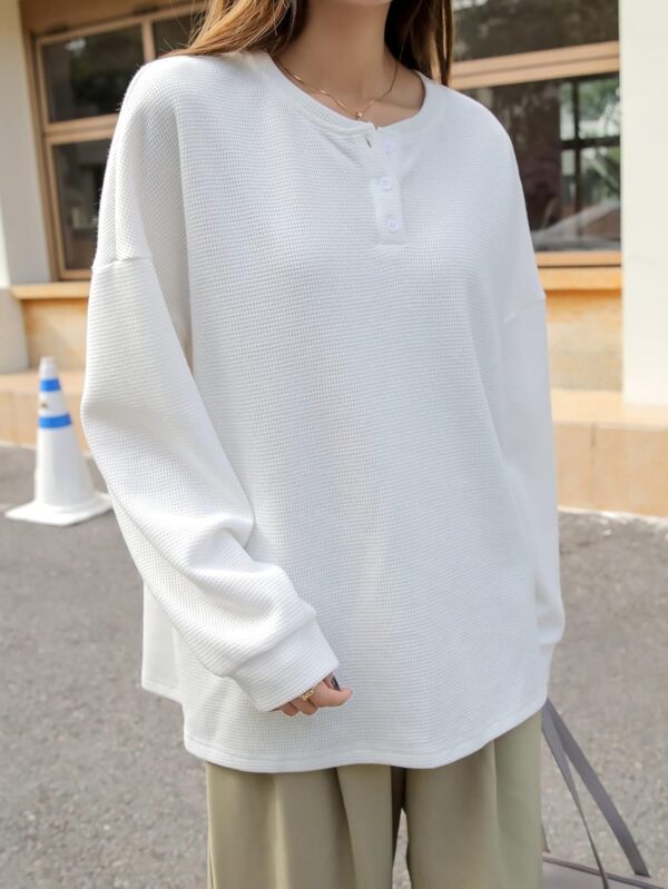 1750553259 Zilcon Womens Waffle Cotton Button Down Neck Korean Tops for Women Oversized t Shirts for.jpg