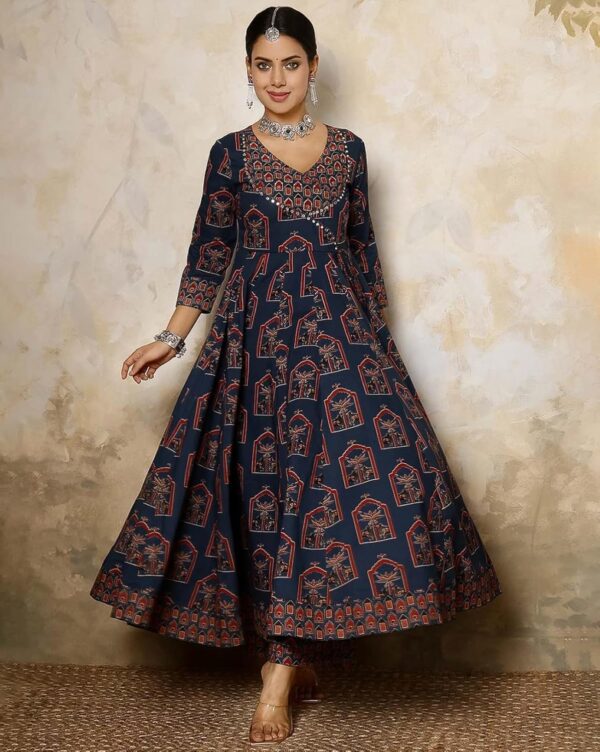 1750554896 GEKHAWomens Red Cotton Printed Flared Kurta with Cotton Pant and Cotton Printed Dupatta Sets.jpg