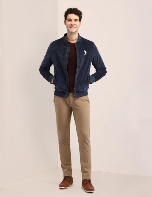 1750572235 U.S. Polo Assn. Mens Blue Textured Mock Collar Long Sleeve Casual Polyester Regular Fit Jacket.jpg