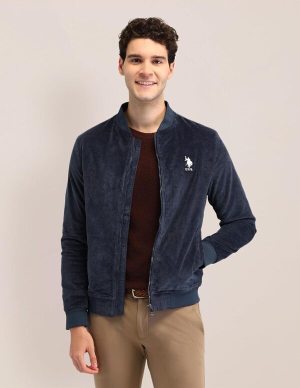 1750572238 U.S. Polo Assn. Mens Blue Textured Mock Collar Long Sleeve Casual Polyester Regular Fit Jacket.jpg