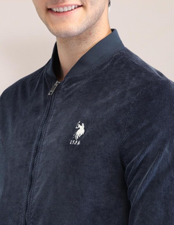 1750572239 U.S. Polo Assn. Mens Blue Textured Mock Collar Long Sleeve Casual Polyester Regular Fit Jacket.jpg