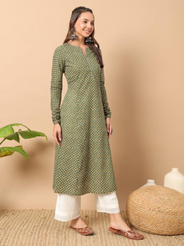 1750575611 FIORRA Womens Floral Printed Navy Blue Cotton A Line Kurta.jpg