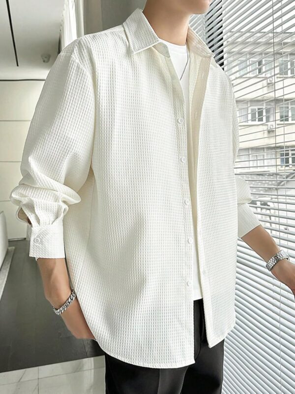 1750616388 Leriya Fashion Mens Formal Button Down Shirt – Slim Fit Office Wear Shirts for Men Textured Long.jpg