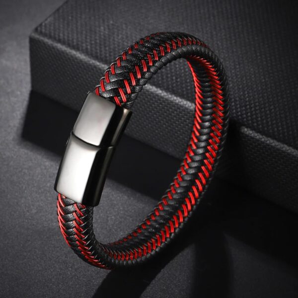 1750617524 Fashion Frill Stylish Bracelet For Men Leather Bracelet Magnetic Clasp Wraparound Black Charm.jpg