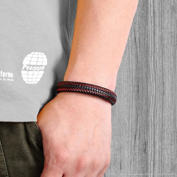 1750617525 Fashion Frill Stylish Bracelet For Men Leather Bracelet Magnetic Clasp Wraparound Black Charm.jpg