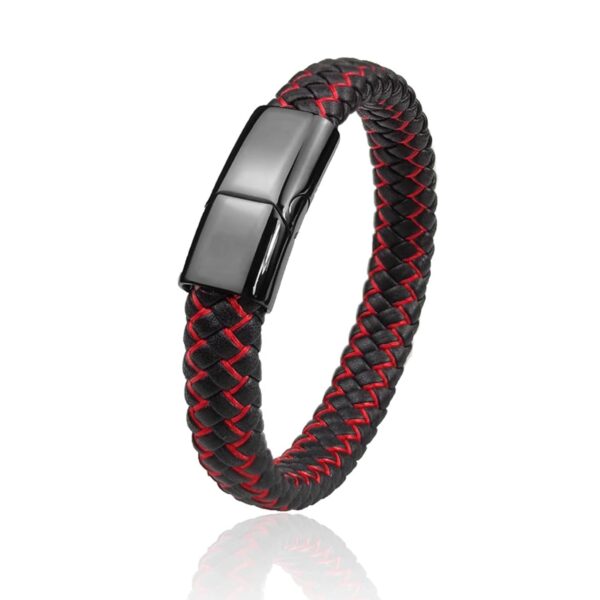 1750617526 Fashion Frill Stylish Bracelet For Men Leather Bracelet Magnetic Clasp Wraparound Black Charm.jpg
