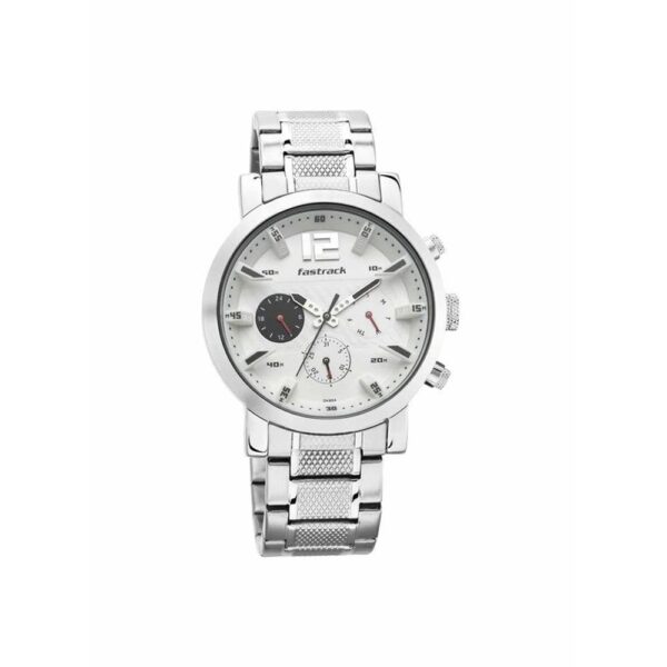 1750623348 Fastrack Fastfit Quartz Multifunction White Dial Stainless Steel Strap Watch for Guys NT3227SM02.jpg