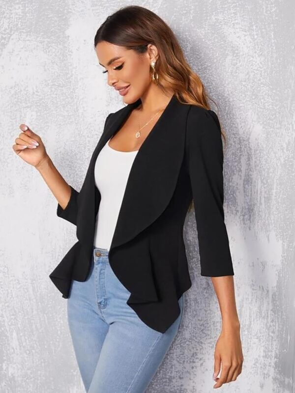 1750868593 KOTTY Womens Single Breasted Relaxed Fit Shawl Collar 34 Sleeve Blazer.jpg