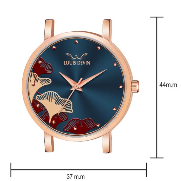 1750869249 LOUIS DEVIN Rose Gold Plated Mesh Chain Analog Wrist Watch for Women BlackBlueRose Gold Dial RG162.jpg