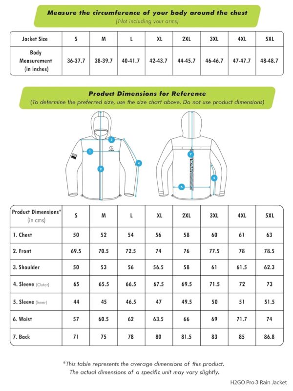 Rynox Unisex Adult H2Go Pro 3 Rain Standard Length Jacket