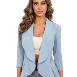 KOTTY Women's Single Breasted Relaxed Fit Shawl Collar 3/4 Sleeve