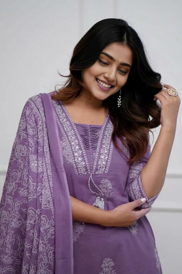 1750934190 PARTHVIWomens Pure Cotton Printed with Handwork Kurta with Pants and Dupatta Set Ethnic Set Suit Set.jpg