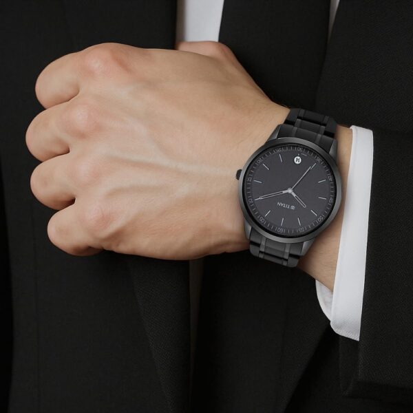 1750937083 Titan Minimals Quartz Analog with Date Black Dial Black Metal Strap Watch for Men NT1806NM01.jpg