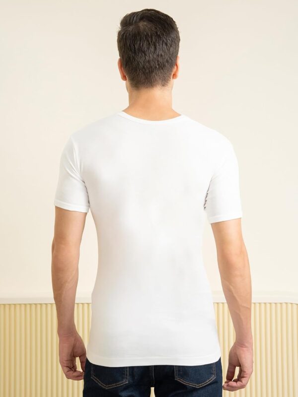 1750945641 Lux Cozi Mens White Round Neck Half Sleeves 100 Cotton Modern Fit Vest With Extended Length For Easy Tuck.jpg