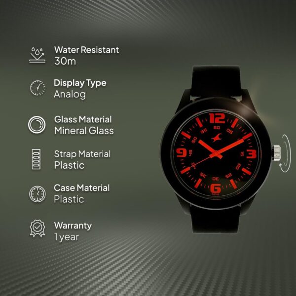1750963517 Fastrack Neon Quartz Analog Black Dial Black Silicon Strap Watch for Unisex NT38003PP13W.jpg