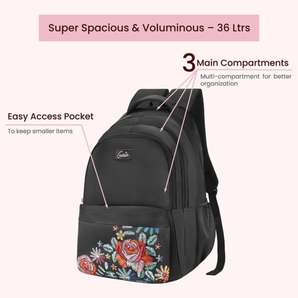 1750969975 Genie Edge Laptop Backpack for Women in Black colour. More Volume 3 zips Stylish Trendy College Bags for.jpg