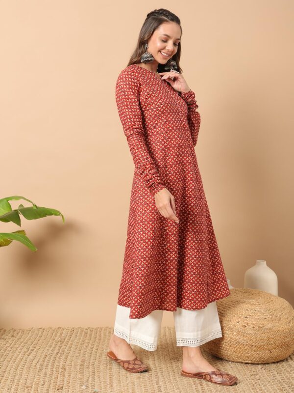 1751081299 FIORRA Womens Floral Printed Navy Blue Cotton A Line Kurta.jpg
