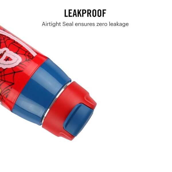 1751098588 CELLO Puro Steel X Hydra Kid 600 Inner Steel Insulated Water Bottle 520ml Red Spiderman Print ISI.jpg