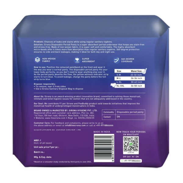 1751099594 Sirona Disposable Period Panties for Women L – XL 360° Sanitary Protection for Heavy Flow No Leakage No.jpg