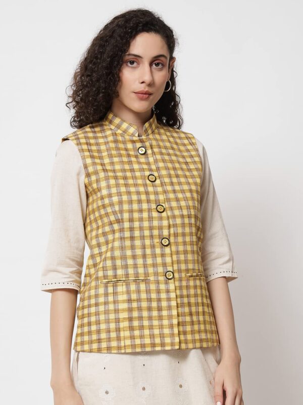 1751132630 VASTRAA FUSION Womens Handloom Block Check Print Nehru Jacket.jpg