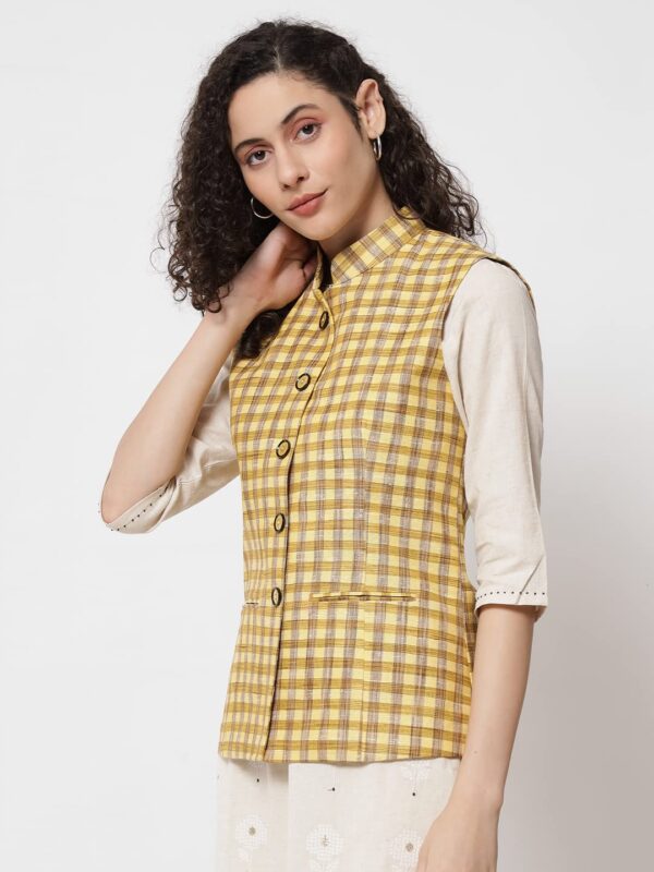 1751132633 VASTRAA FUSION Womens Handloom Block Check Print Nehru Jacket.jpg