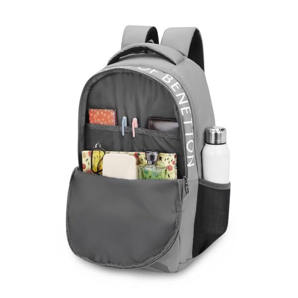 1751136733 United Colors Of Benetton Noble Polyester 23L 4 Compartment Laptop Backpack For Unisex Grey.jpg