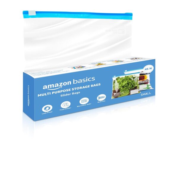 Amazon Basics   Multipurpose Slider Storage Bags | 45 Bags
