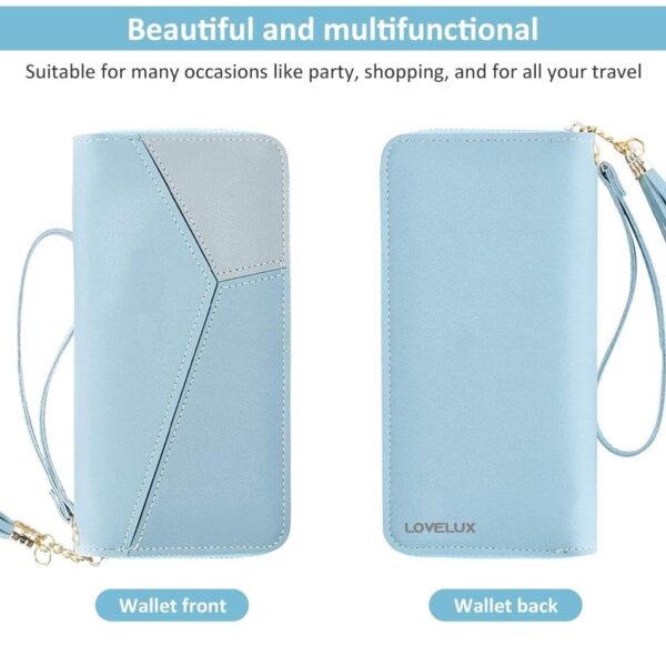 1751139708 LOVELUX Womens Long Wallet Sky Blue PU Leather Zipper Purse with Tassel Multi Slot Credit Card Holder.jpg