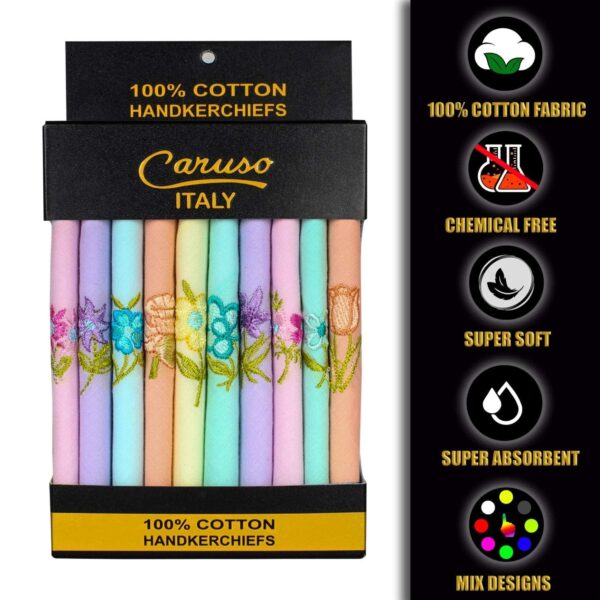 1751306971 Caruso Italy WomenS Embroidered 100 Pure Cotton Handkerchief Multicolor Hanky For Women Pack Of 10.jpg