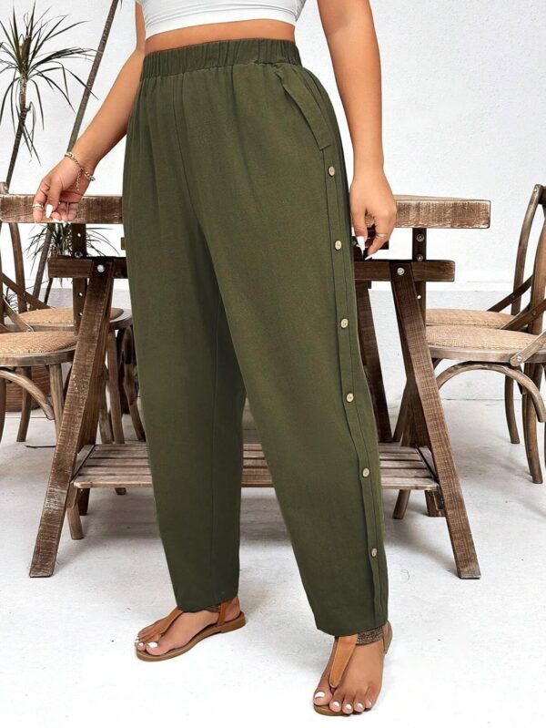 1751315886 TOPLOT Women Casual Slanted Pocket Elastic Waist Tapered Pants.jpg