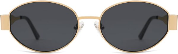 CREEK Retro Oval Sunglasses for Women & Men | Trendy Metal Sun Glasses Classic Shades | UV400 - Image 3