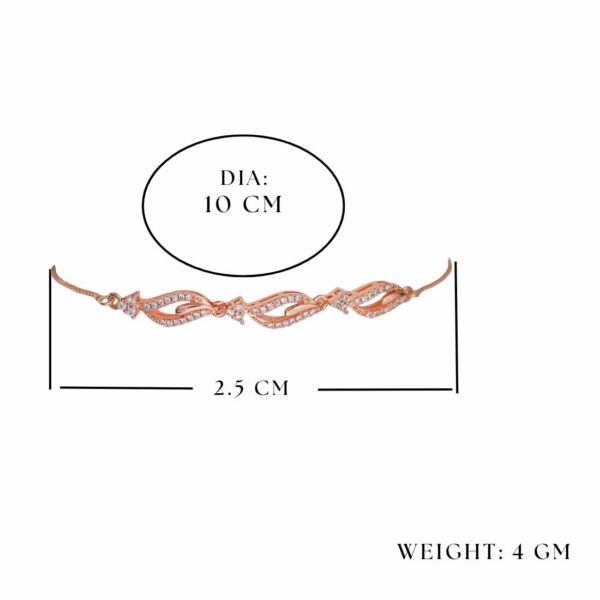 Nilu's Collection Rose Gold Plated American Diamond Crystal Contemporary Bracelet Jewellery with - Image 3
