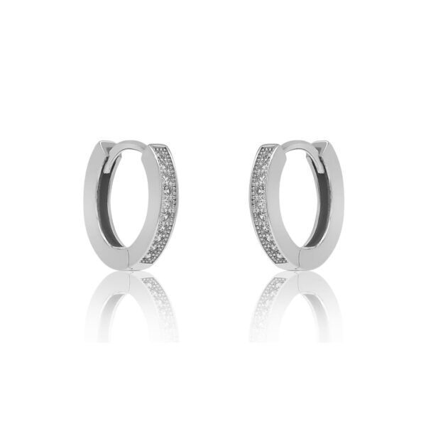 DHRUVS COLLECTION 925 Sterling Silver Zircon Bali, Earrings for Girls And Women - Single Line Micro - Image 2