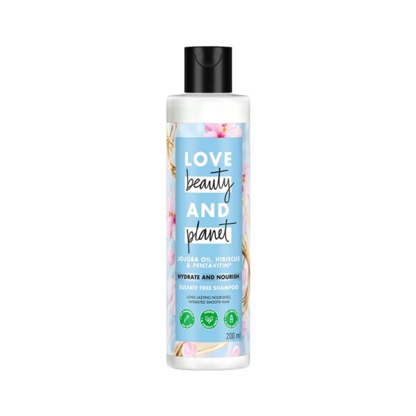 Love Beauty & Planet Jojoba Oil, Hibiscus & Pentavitin Hydrate & Nourish Sulfate Free Shampoo 200Ml - Image 2