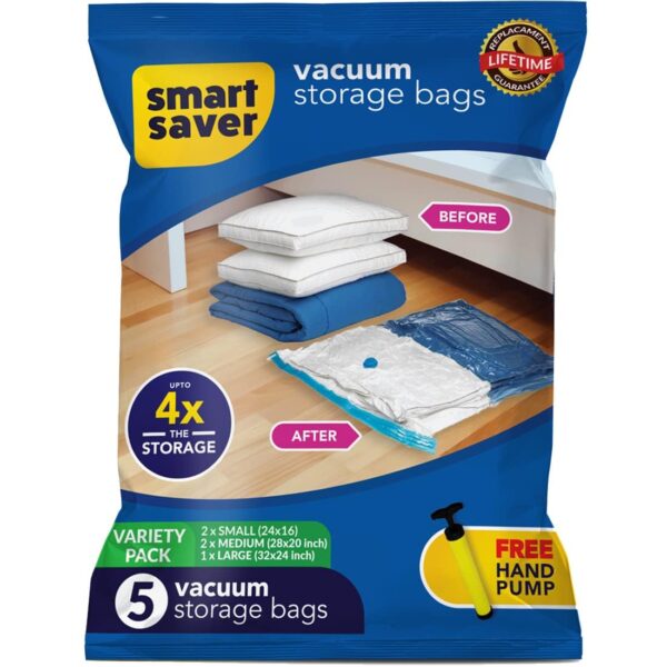 5 Pack Smart Saver Vacuum Bags for Travel, Space Saver