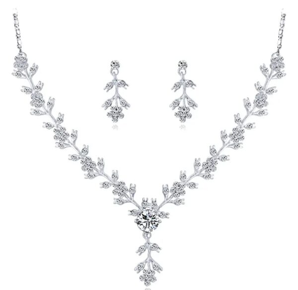 Nilu's Collection Crystal Necklace Jewellery Set with Earrings for Women and Girls, Ideal for - Image 2