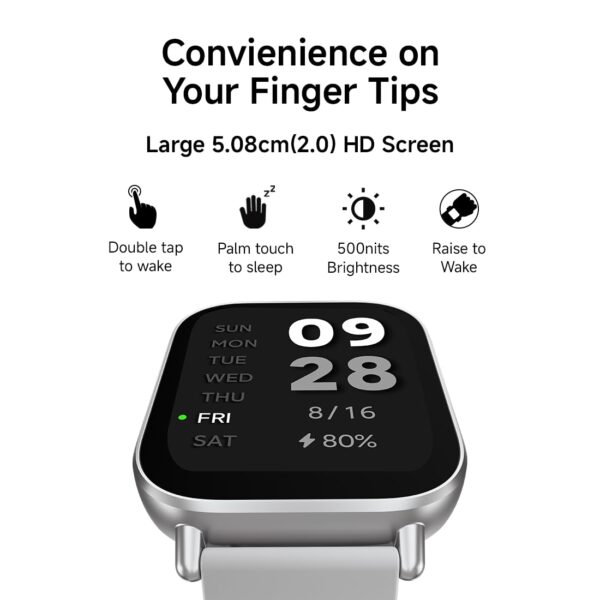 Redmi Watch 5 Active BT Calling with 3 mic ENC|2" HD Screen|HyperOS connectivity|Metal body|18 days - Image 5