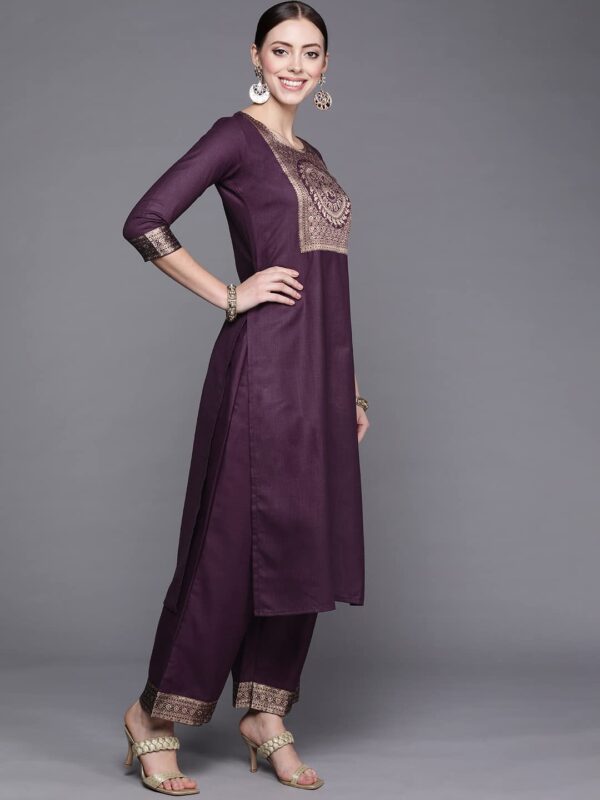 INDO ERA Women's Cotton Yoke Design Straight Kurta Pant with Dupatta Set - Image 4