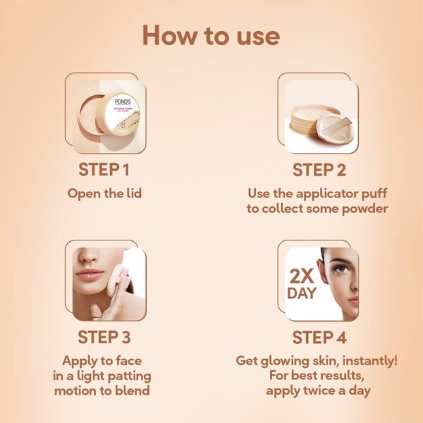 POND's Natural Glow Face Matte Powder For Normal Skin, Bb Glow - 30G, Pink - Image 9