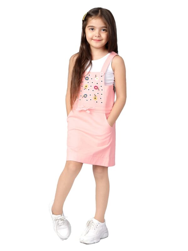 Naughty Ninos Girls Pinafore Dress,Peachy Pink - Image 2