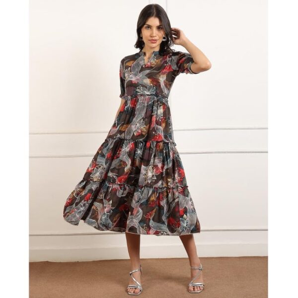 DUMMY SHAPE Dress for Woman | Stylish Cotton Rayon Printed Fit & Flare Midi One Piece for Women - Image 9