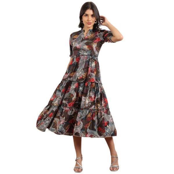 DUMMY SHAPE Dress for Woman | Stylish Cotton Rayon Printed Fit & Flare Midi One Piece for Women - Image 2